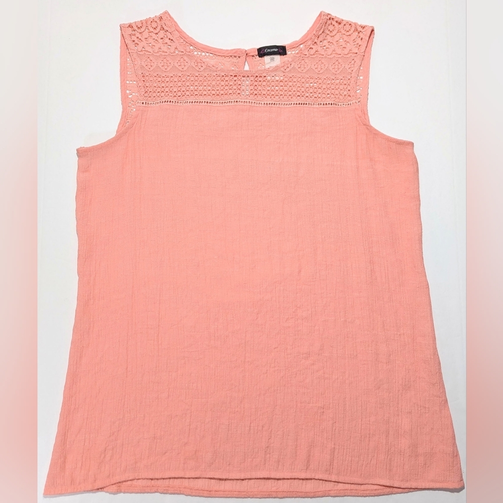 Cocomo Women's Sleeveless Top Lace, Size Large Peach Pink Flowy Lightweight Tank